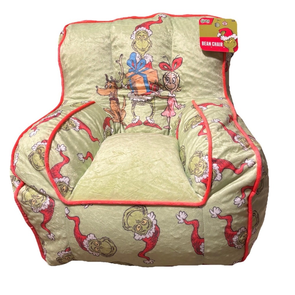 Grinch 18" Toddler Square Beanbag Chair, Green